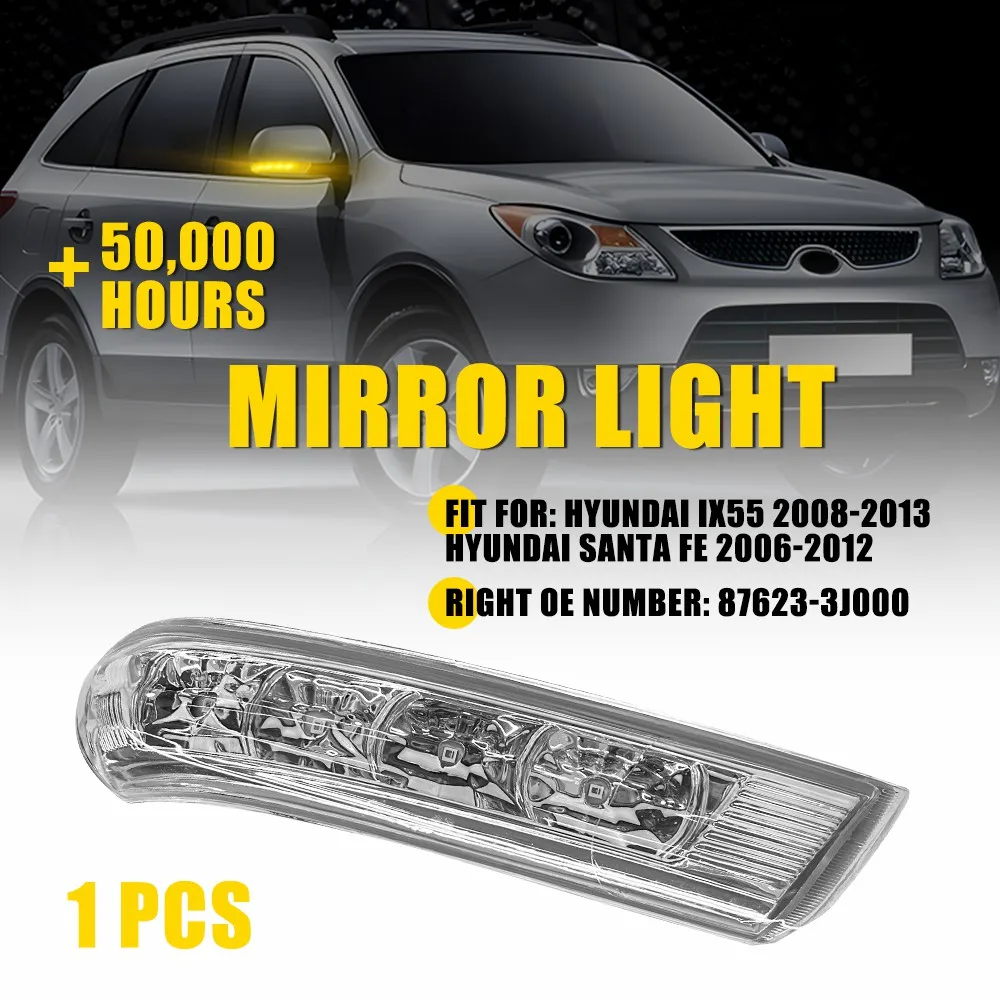 

1PC Amber LED Right Mirror Light For Hyundai Santa Fe 2006-2012 Ix55 2008 2009 2010 2011 2012 2013 Turn Signal Light Right Hand