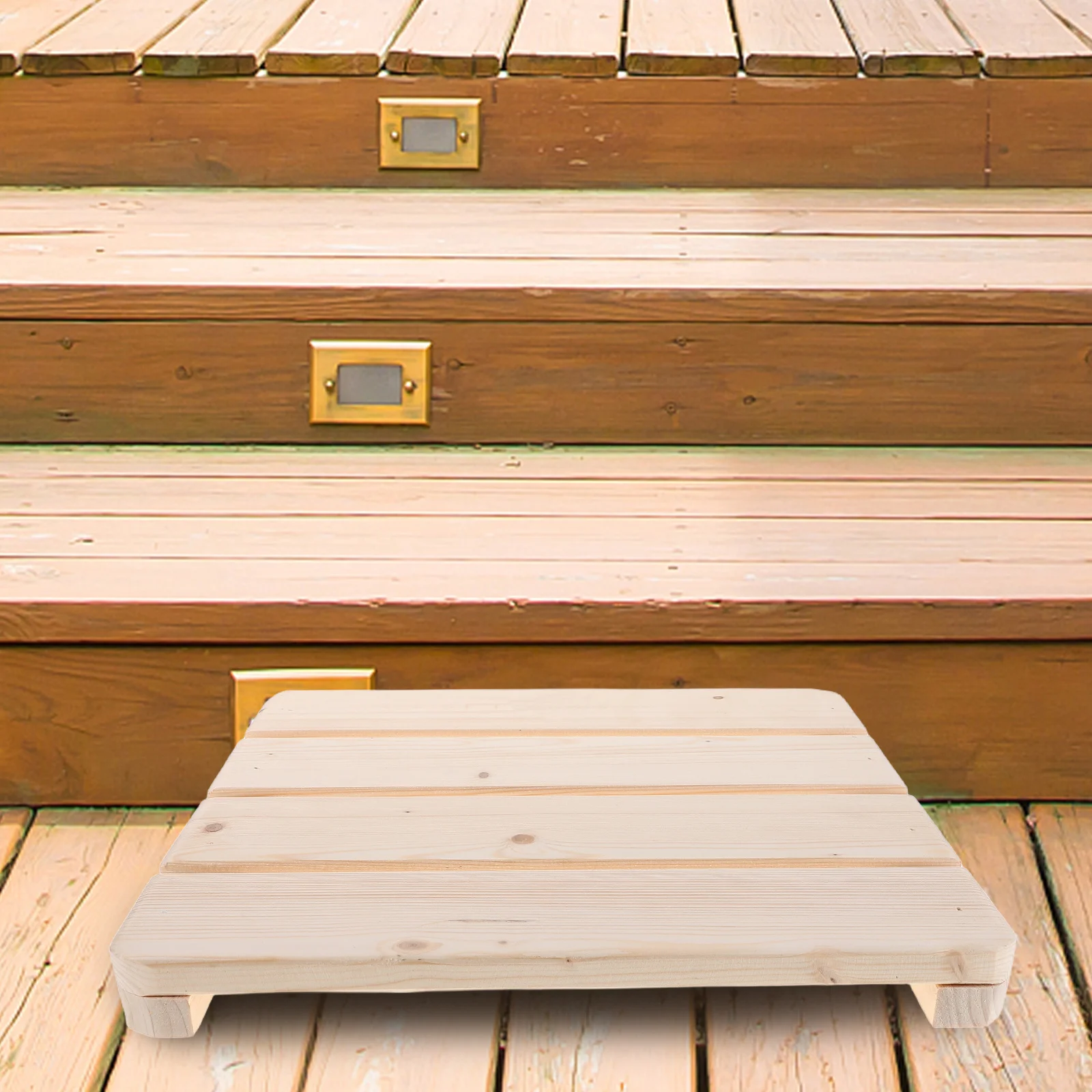 30X30Cm Solid Wood Bath Mat Natural Waterproof Non-Slip Shower Floor Platform For Steam Room Sauna Spa Pool Use