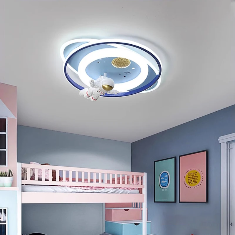 

Blue Rocket Space Astronaut Ceiling Lamps Simple Modern Little Boy Bedroom Light Baby Room Children's Room Decor Ceiling Lights