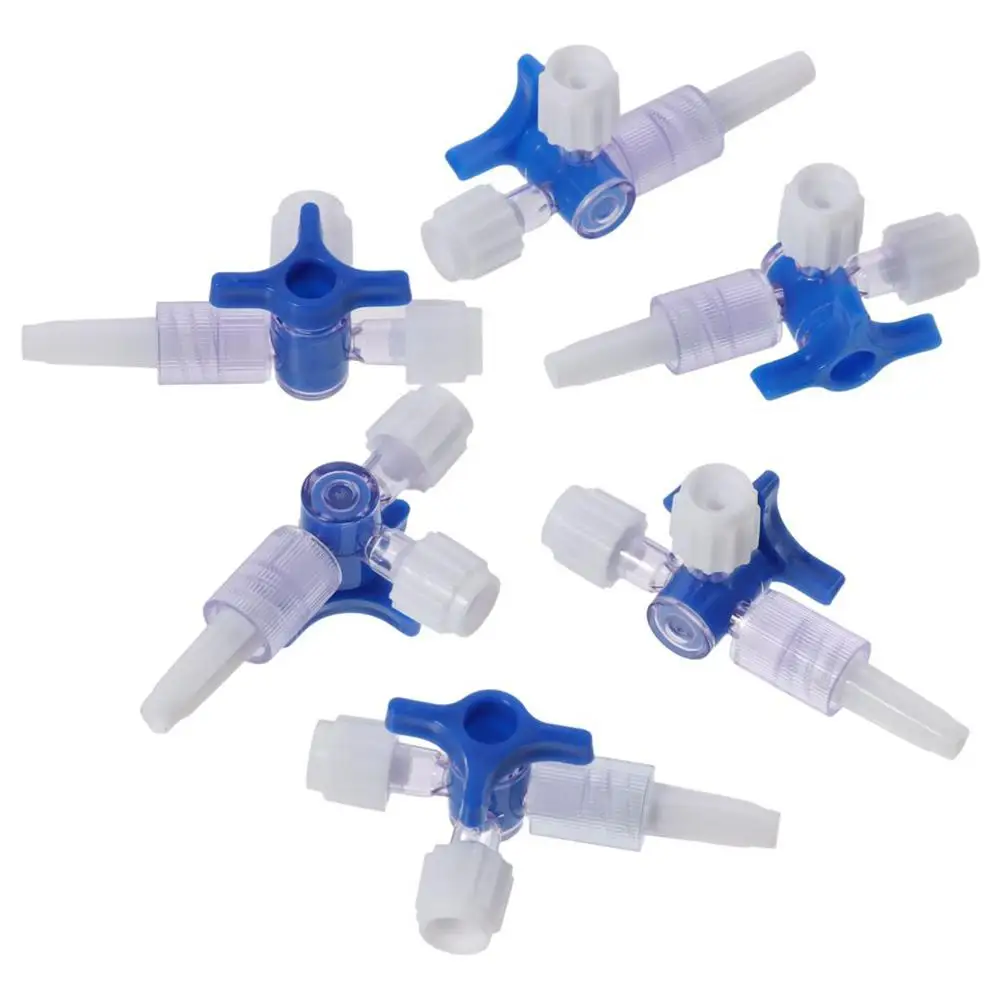 6pcs Plastic 3-Way Valve Male Lock 3-Way Stopcocks Ball Valve Luer Connections Water Valve Hobbies