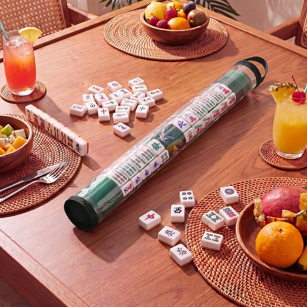 4pcs Mahjong Mat Storage Bag High-Definition Transparent PVC Round Storage Tube Fits Mahjong Mat,All-In-One Travel Storage Bag