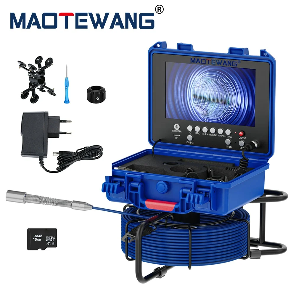 

Sewer Pipe Inspection Camera 9 Inch 20M/30M/50M Cable with Meter Counter DVR Video Recording 23mm Drain Sewer Pipeline Camera