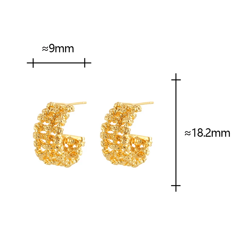 

Real 925 Sterling Silver 18K Gold Hollow Letter C Stud Earrings for Women Minimalist Fine Jewelry Classic Accessories