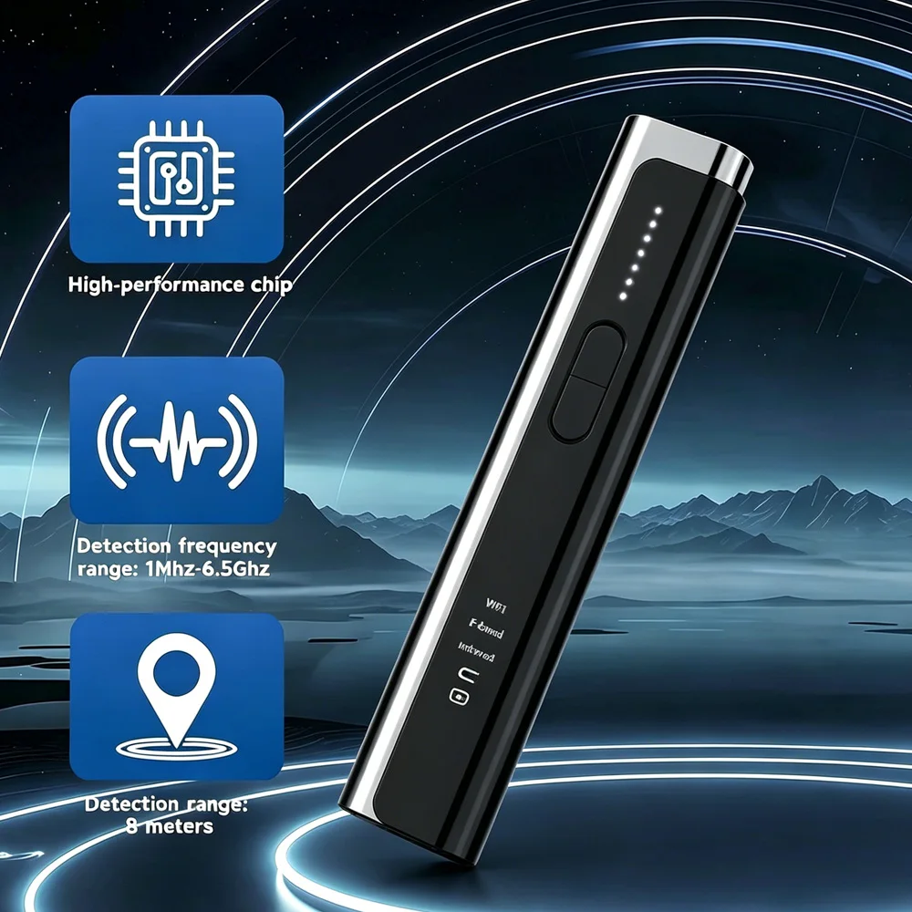 Wireless Hidden Camera Detector with 5 Professional Modes and 6 Sensitivity Levels - Portable Anti-Spy Device for Travel Office