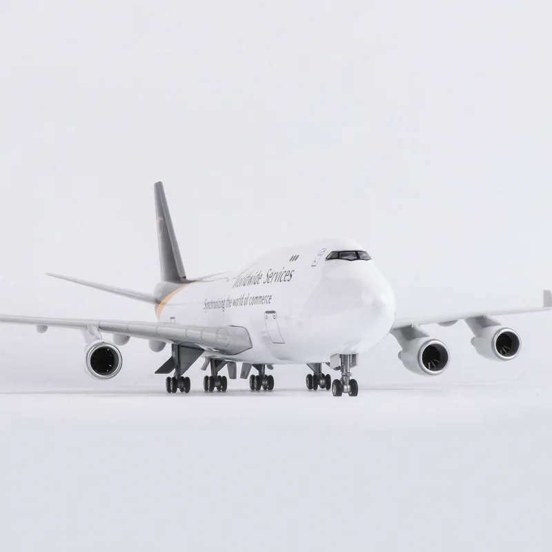 UPS Cargo Aircraft Boeing 747 Aircraft Model 47CM 1:150 Scale With Wheel LED Light Die-casting Machine Collected Gift