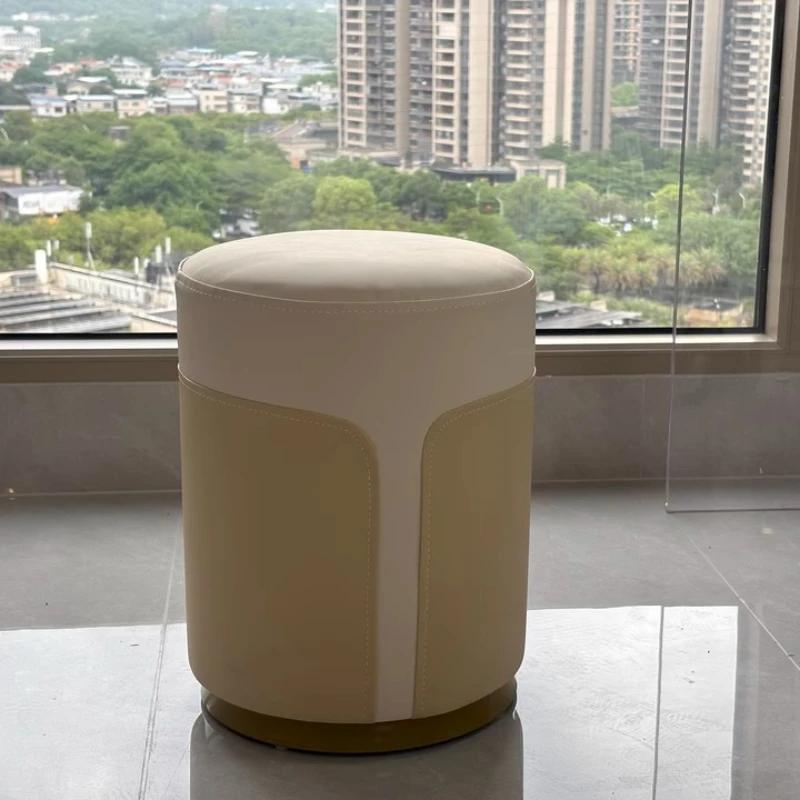 

Premium Faux Leather Round Stool Versatile Makeup Footrest Ottoman Leather Vanity Stool Living Room Furniture