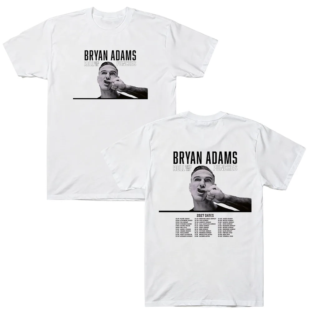 Bryan Adams Tour 2027 Cotton T Shirt Unisex Vintage Concert Poster Graphic T-shirt Singer Fan Casual Streetwear Short Sleeve Top