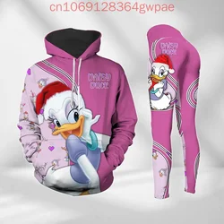 Disney Donald Duck Christmas Hoodie and Leggings Set Women's Disney Hoodie Yoga Pants Sweatpants Set Fashion Legging Track Suit