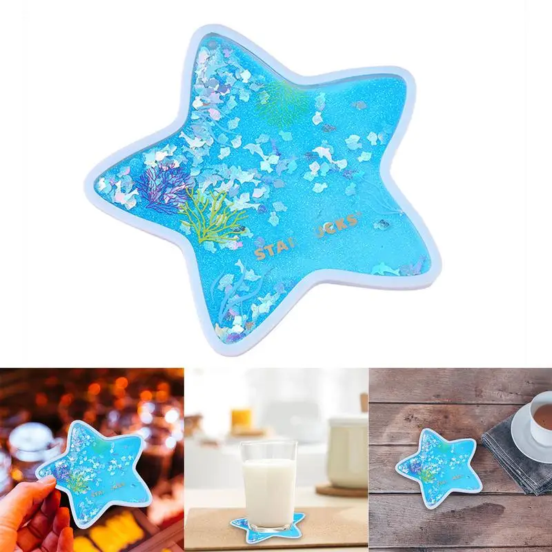 Cute Coasters Rabbit Romantic Cherry Blossom Season Ocean Quicksand Silicone Water Cup Mug Placemat Cushion Insulation robust