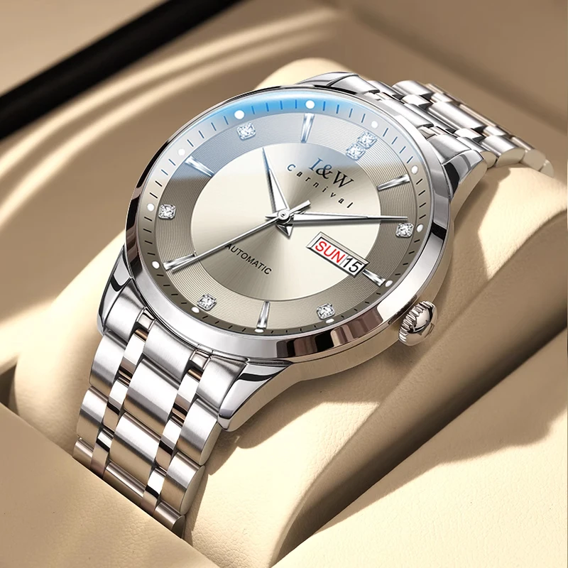 

Карнавальный бренд I&W, элитная серия NH36A, автоматические механические часы, мужские водонепроницаемые часы 50 м, HD, светящиеся сапфировые часы, мужские часы