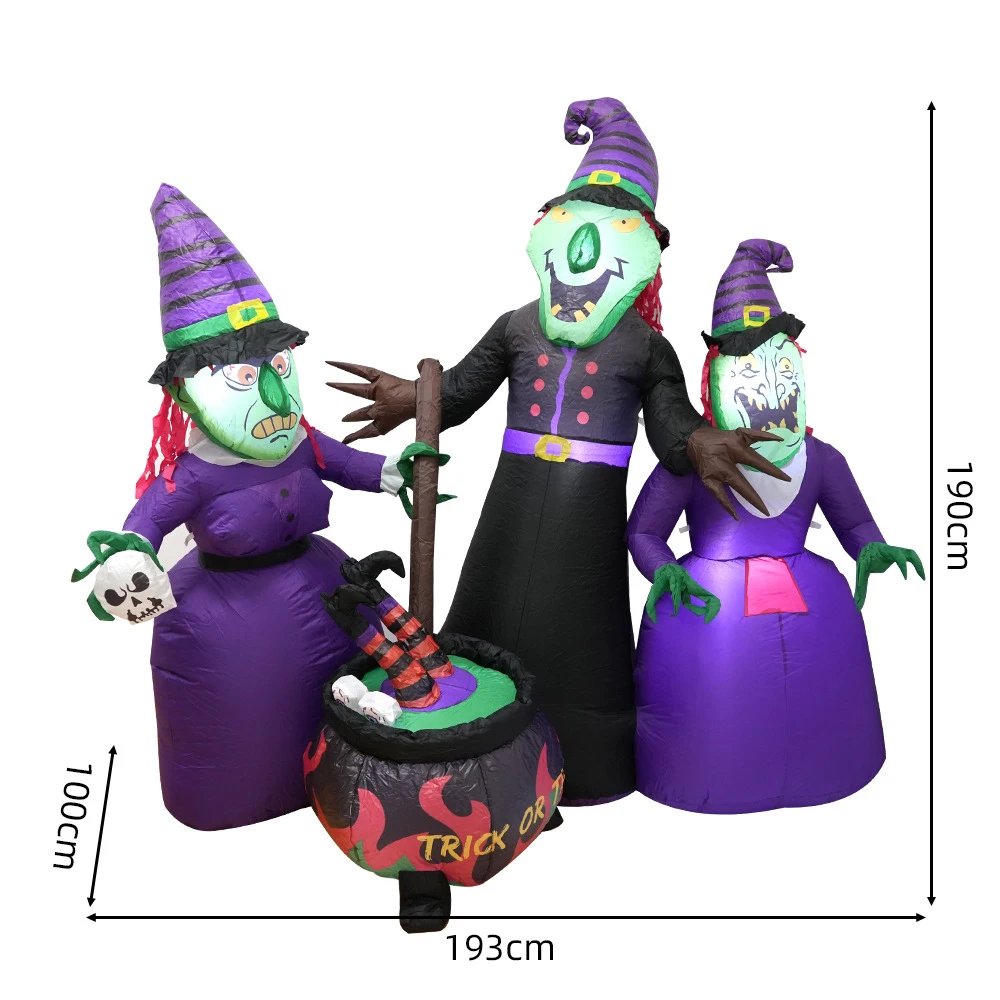 1.9m brinquedos infláveis decorações de halloween três bolhas bruxas ao ar livre indoor festa gramado quintal jardim modelo de halloween decoração