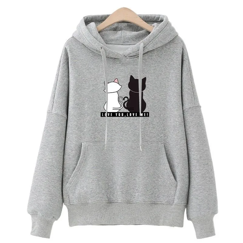 Streetwear Hoodies Women Sweatshirt Autumn Long Sleeve Hoodies Harajuku Hoodie Cute Cat Print Sweatshirt Women sudadera mujer