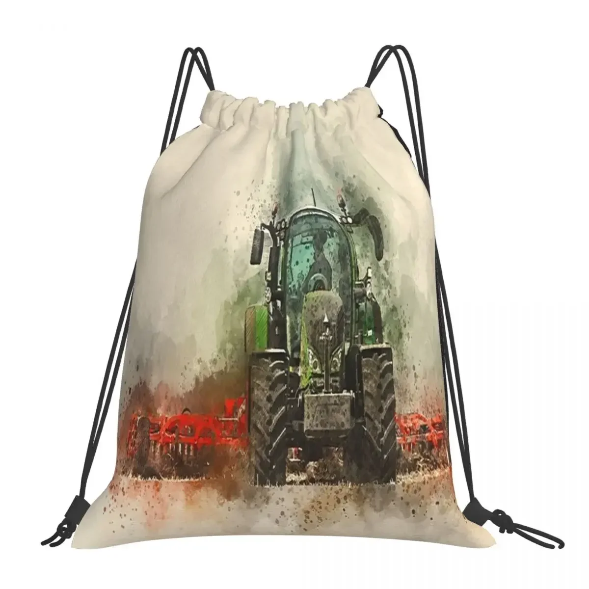 Fendt Tractor Grafting Backpacks Casual Portable Drawstring Bags Drawstring Bundle Pocket Sports Bag BookBag For Travel School