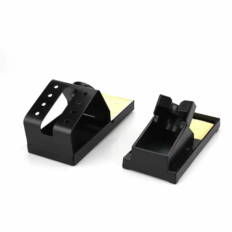 Soldering Iron Stand Full Metal Holder Bracket Support Station Rework Solder Base Welding Tool with Cleaning Sponge  Black