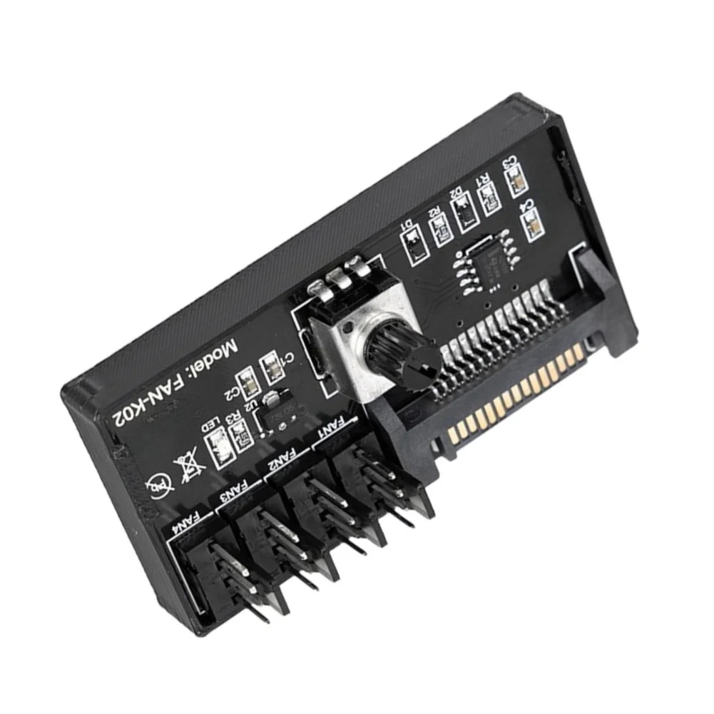 For PWM Fan Adjustment Controller for Server Cooling Applications 4-Pin Fan Hub 0-100% Control Range 63x32x20.3mm Black