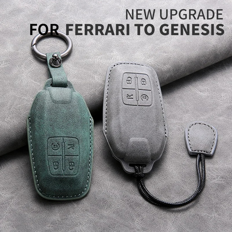 Funda de cuero para llave de coche Ferrari F430 488 458 F12 Roma 812 F8, carcasa para llavero, accesorios decorativos antiarañazos para llaves de coche