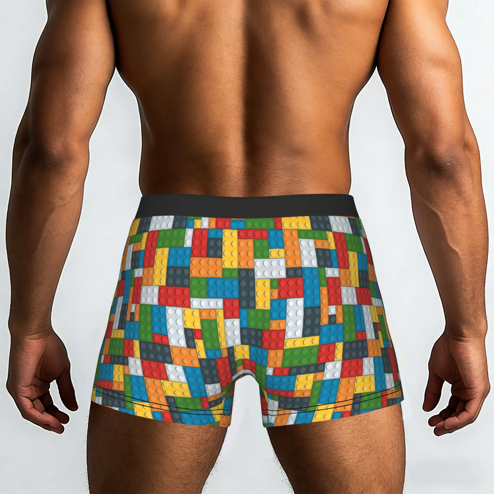 Customized Building Plastic Brick Blocks Patterns Boxer Shorts For Homme 3D Printed Underwear Panties Briefs Stretch Underpants