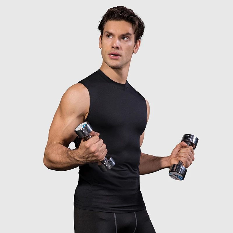 

New Gym Training Tank Top Mens Sports Sleeveless T-shirt Summer Thin Breathable Fitness Running Vest Quick Drying Tight Singlets