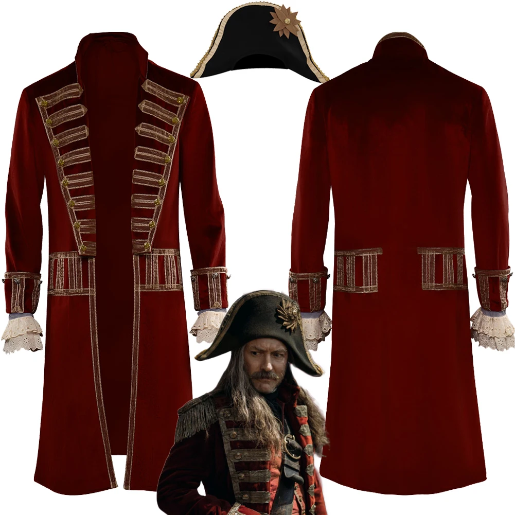 Captain Hook Cosplay Men Costume Hat 2023 Movie Peter Cosplay Pan Wendy Roleplay Fantasia Outfits Man Halloween Party Clothes