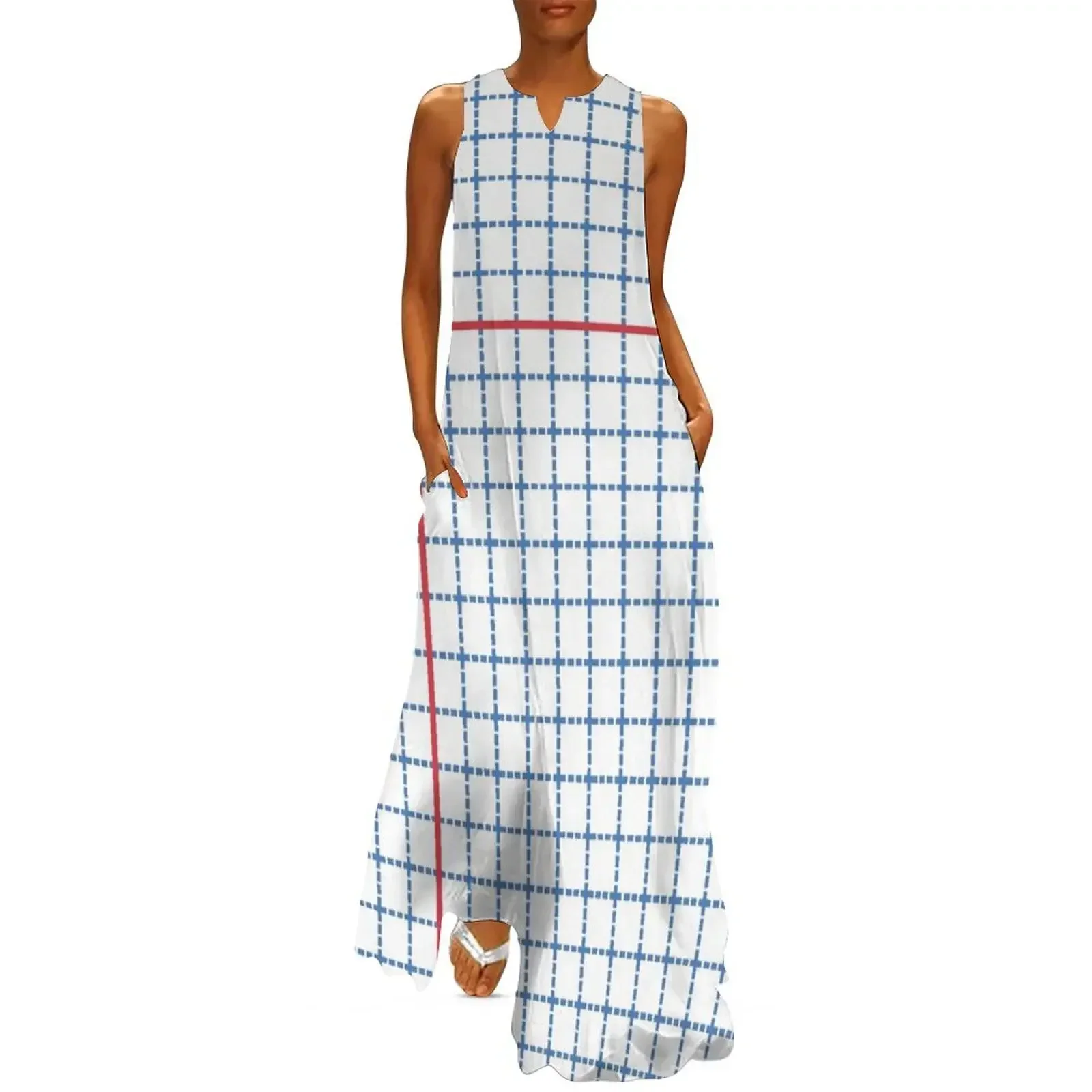 

Dotted Grid With Red Long Dress Party dresses for women birthday dress for women Bridesmaid dress woman women summer