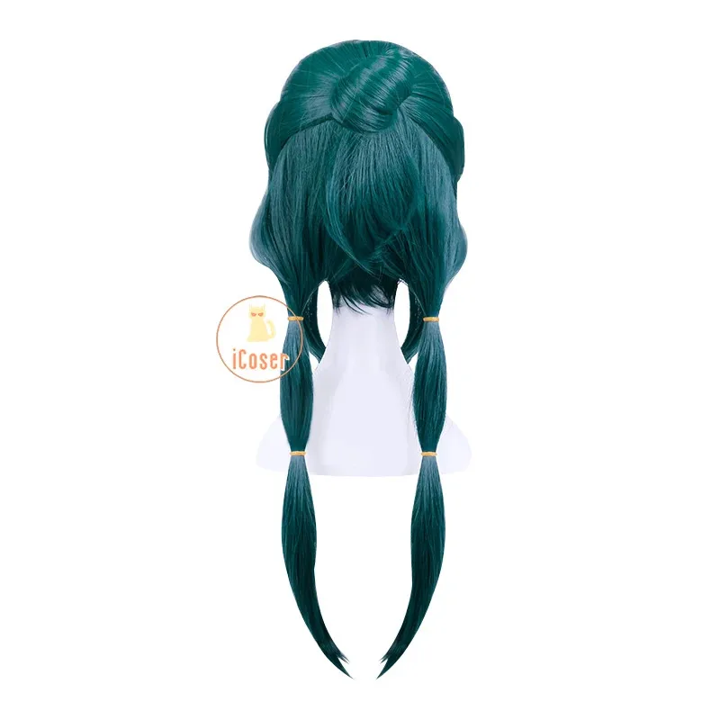 25COSMaomao 코스프레 가발 애니메이션 약사 일기 짙은 녹색 긴 머리 블루 보우 머리핀 Kusuriya No Hitorigoto 할로윈