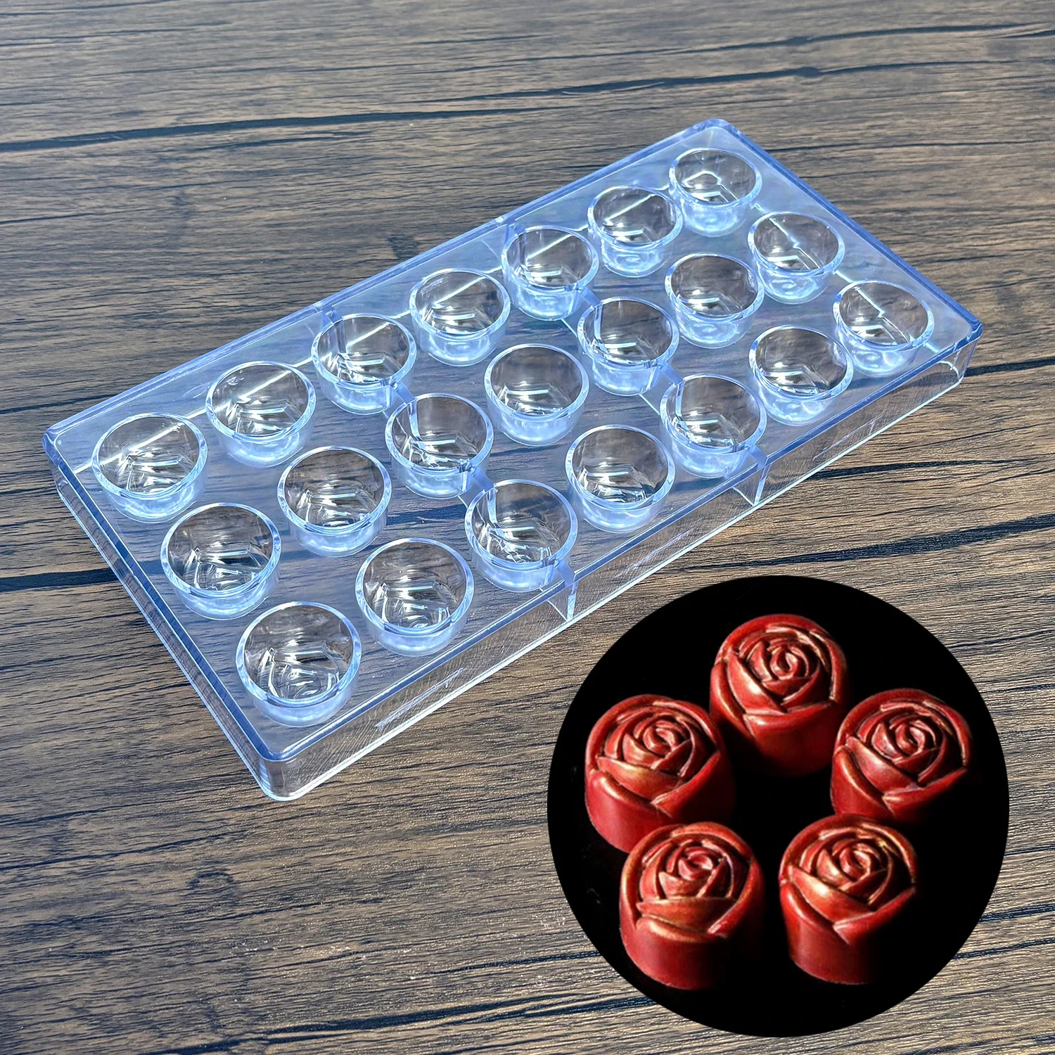 Polycarbonate Rose Shape Chocolate Mold, Beginner Friendly Candy Bonbons Baking Mould