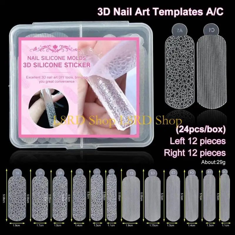 L8RD Christmas Themed Silicone Art Template Featuring 3D Patterns Snowflake and Leopard Print Art Mold