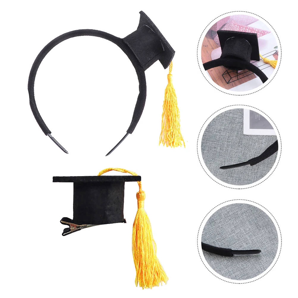 

2Pcs Lightweight Mini Graduation Hat Headdresses Doctoral Style Hair Accessories Graduation Party Photo Props Hair Accessories
