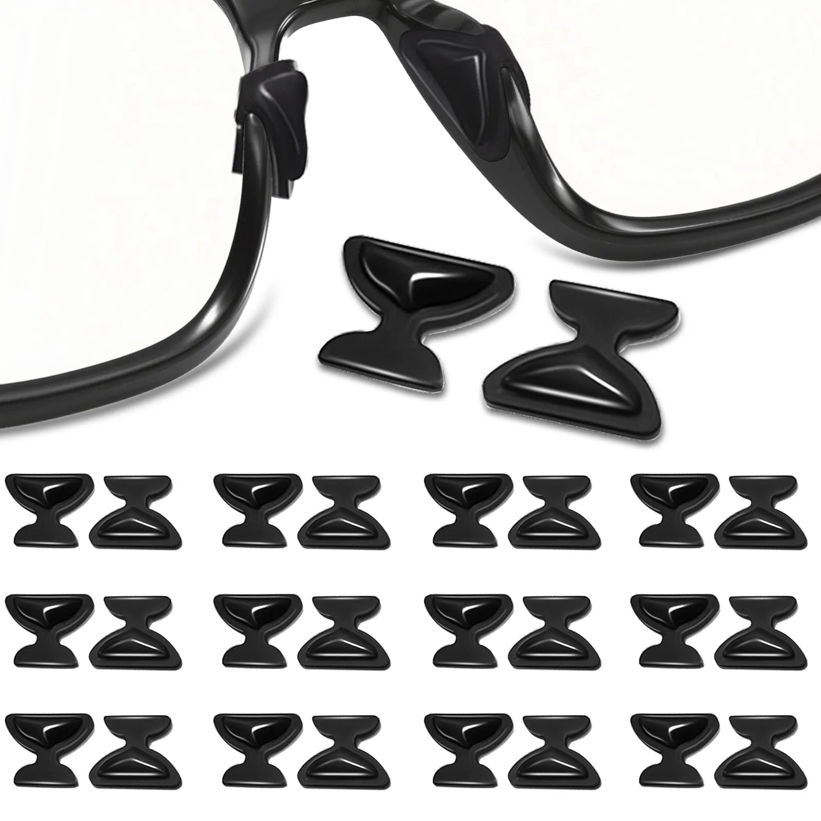 5 Pairs Silicone Anti Slip Silicone Nose Pad For Eyeglasses Butterfly Glasses Nose Rest With Height Enhancement Anti-Cratering