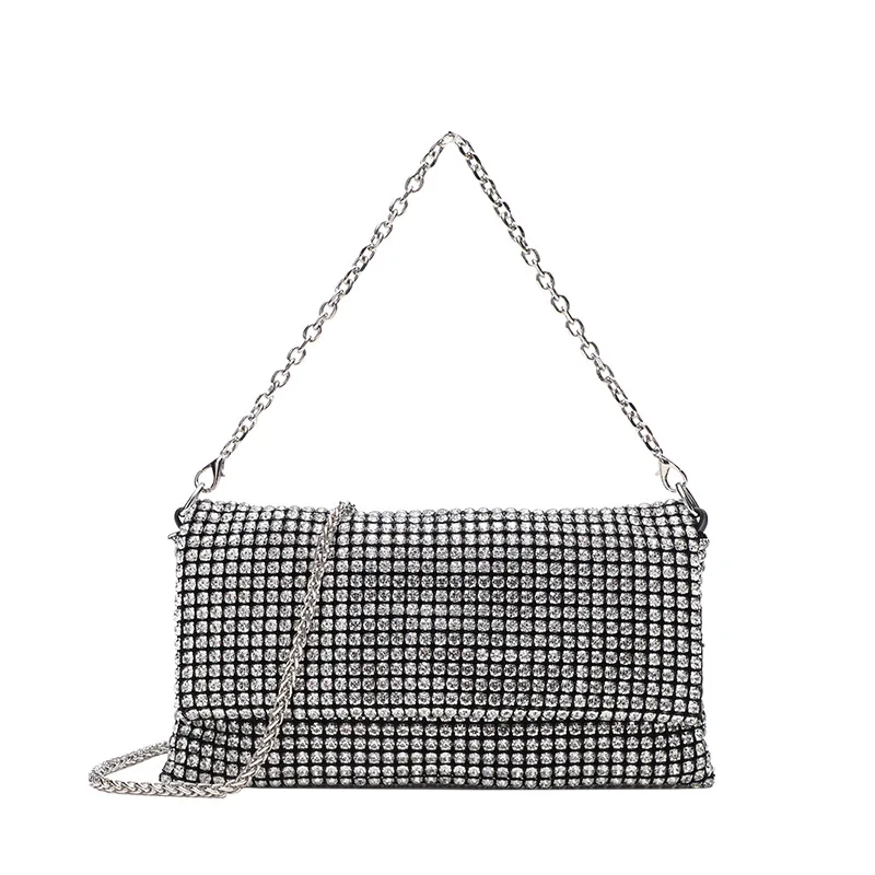 

Women's Shiny Mobile Phone Bag Rhinestone Cover Hand Full Diamond Dinner Bag Portable Messenger Chain Women's Rhinestone Handbag