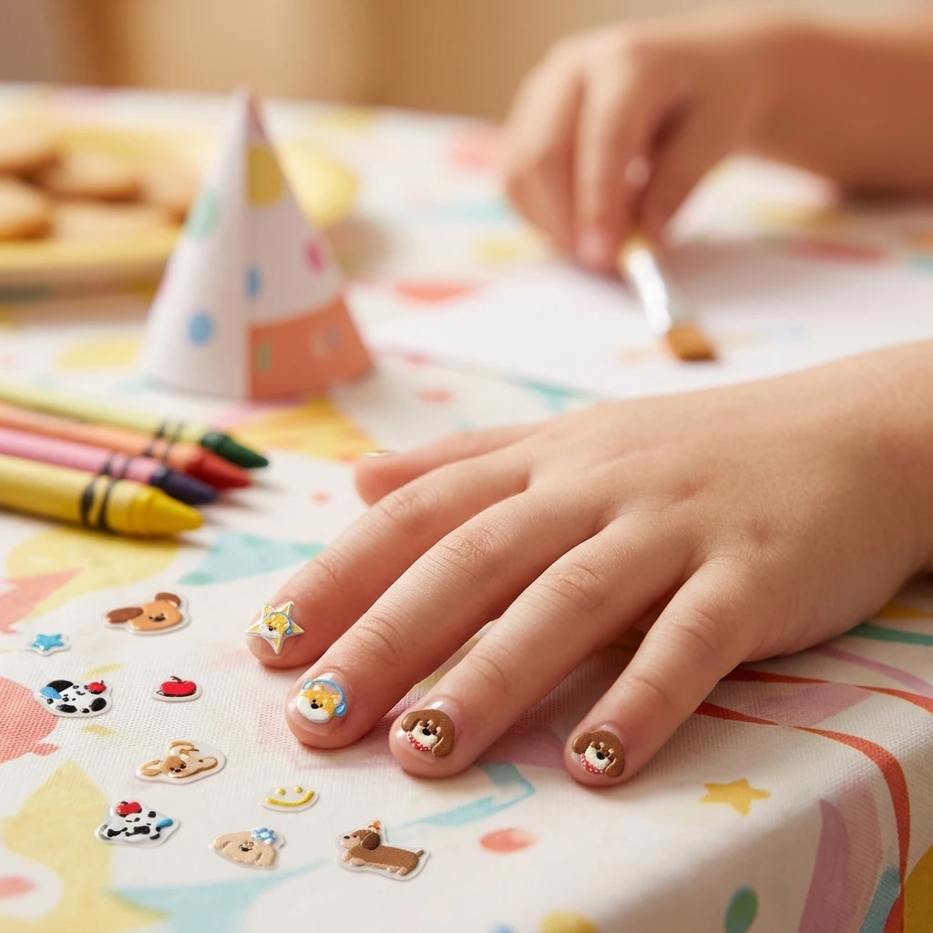 Kids Nail Stickers Cartoon Puppy 5D Embossed Art Decals Waterproof DIY Manicure Accessories for Children's Party Gifts
