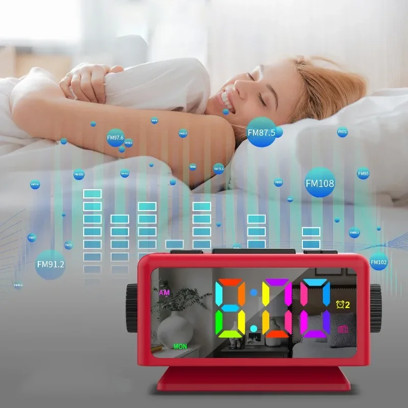 Alarm Clock Adjustable Brightness Electronic Clock Dazzling Color Light Timer for Home Decor Desktop Ornamentdesk Accessories