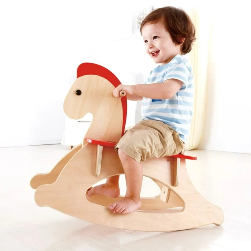 Children Rocking Horses, Infants and Toddlers Rocking Wooden Balance Toys, 1-6 Years Old Children Baby Rocker with Guardrail