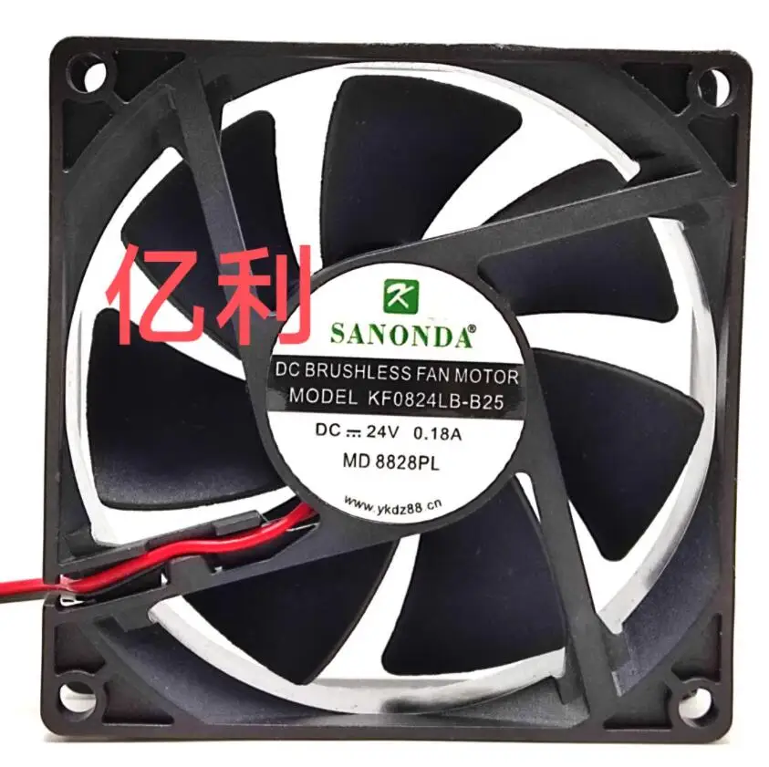 SANONDA KF0824LB-B25 DC 24V 0.18A 80x80x25mm 2-Wire Server Cooling Fan