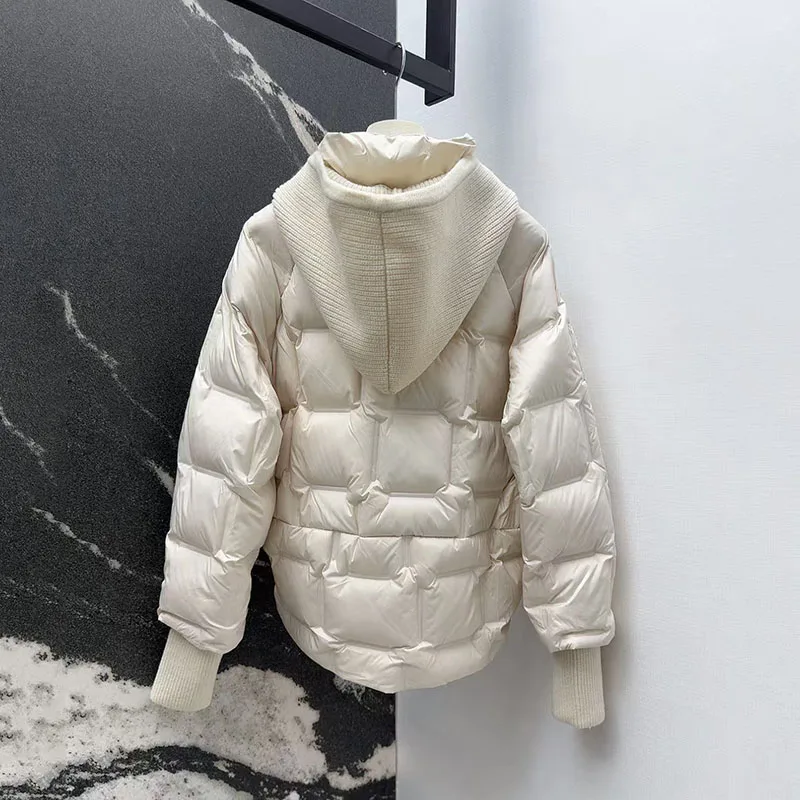2025 가을/겨울 신상 여성용 후드 숏 다운 재킷, 두껍고 따뜻한 브레드 재킷, 패셔너블한 코트