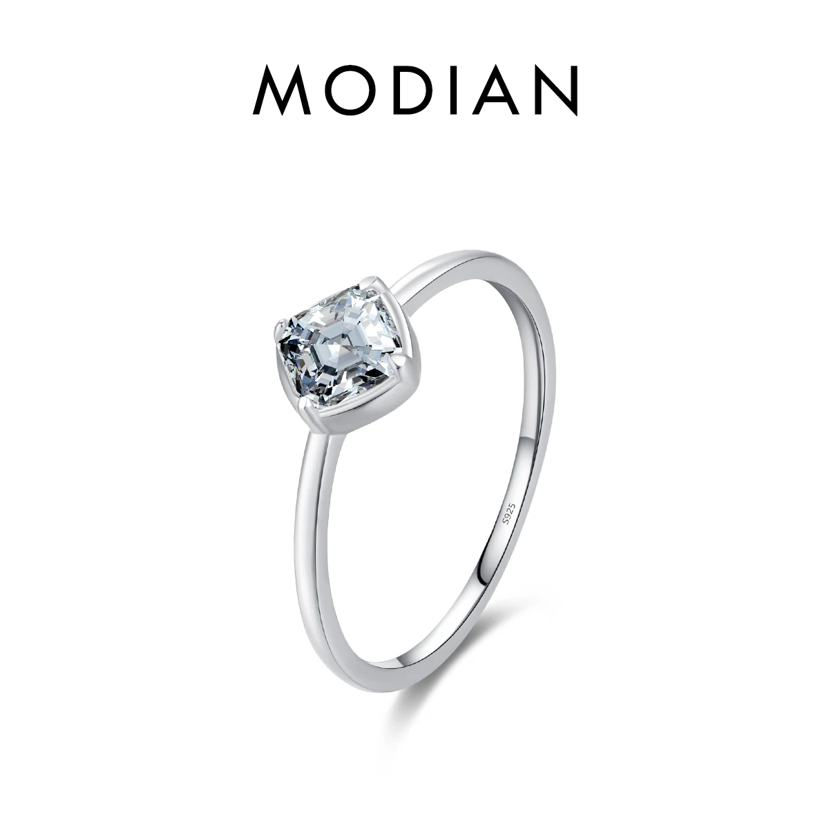 MODIAN Ring aus 925er-Sterlingsilber mit geometrischen Herzen und Zirkonia, luxuriös, hochwertig, Hochzeit, edler Schmuck für Frauen, Verlobungsgeschenke