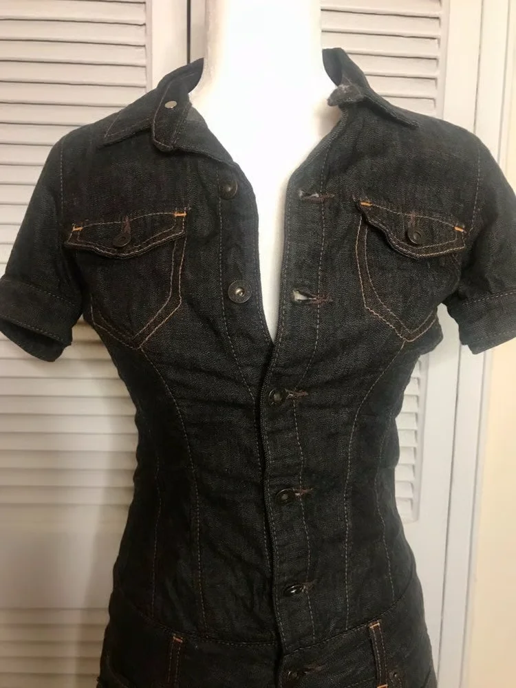 

2025 Street European and American Sexy Oversized Denim Shirt Casual High Street Striped Button Top Y2k New Punk Clothing Women