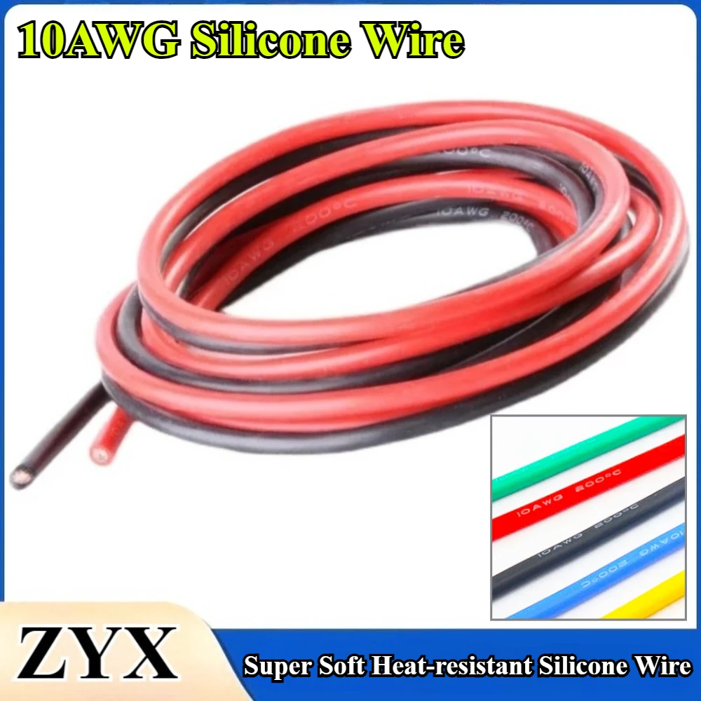 1/3/5/10Meters/lot Super Soft Silicone Wire 10AWG Heat-resistant Car Battery Electrical Power Cable 10awg Motor Drive Wire