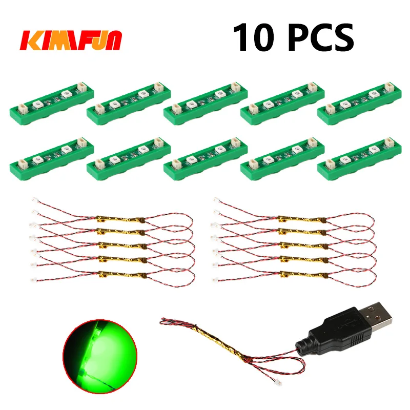 10 Stück 0,8mm Pin RGB LED für LEGO Bausteine USB-Lampe DIY Straßenbeleuchtung Stadt Elektrische Dekoration 1X1 Stein Kompatibel mit Allen Marken