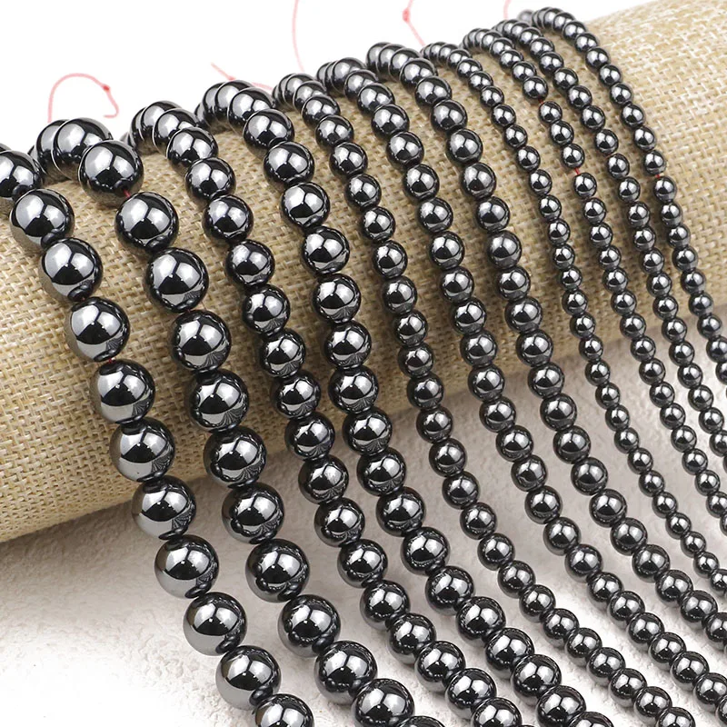 A+ Natural Stone Non-Magnetic Hematite Round Loose Spacer Beads For Jewelry Making DIY Beaded Bracelet Neckalce 2 3 4 6 8 10mm