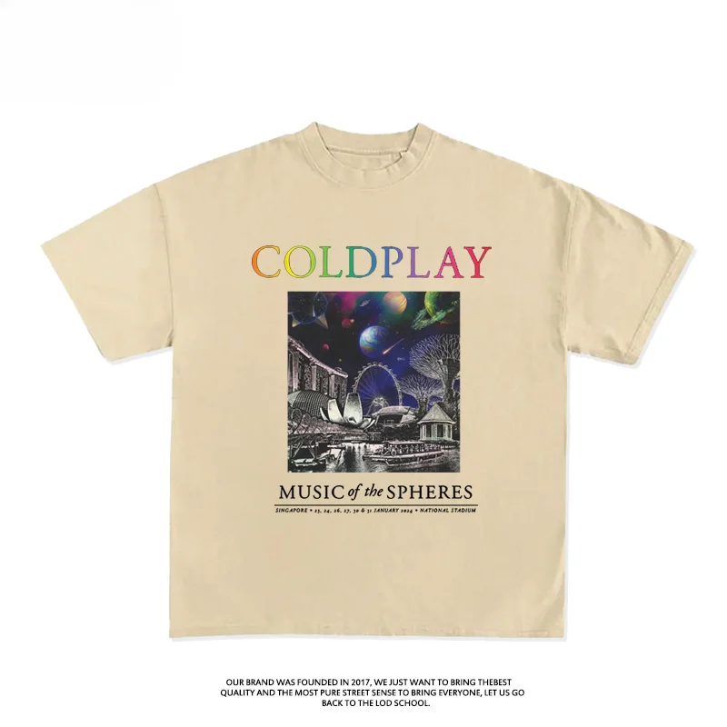 ColdPlay Peripheral T-shirt Summer 2024 Music Rock Concert Cotton Short Sleeve Men and Women Loose Casual Pure Cotton T-shirt