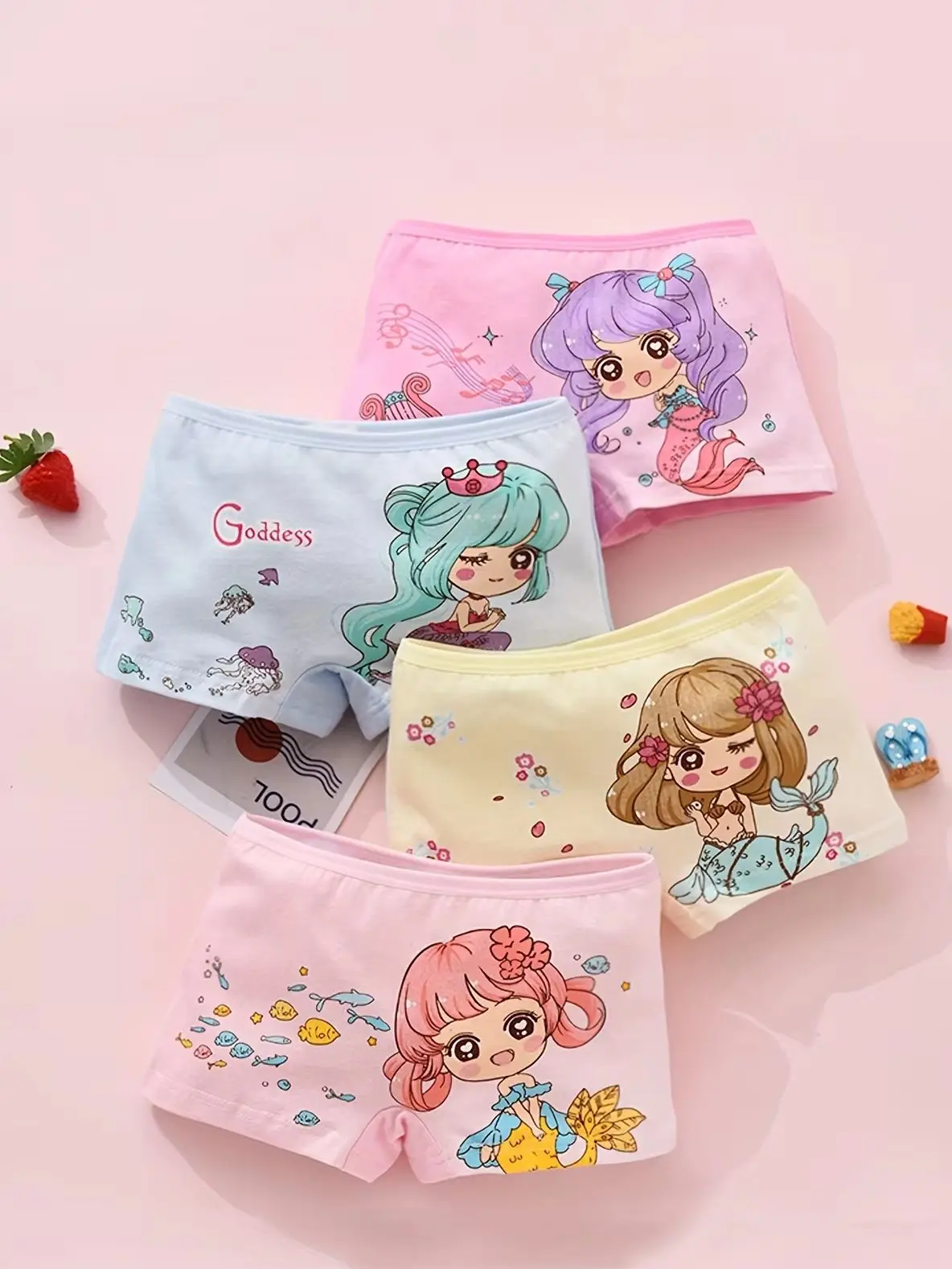 4-Pack Flat Cornered Underwear, Children's cartoon Four Cornered Underwear, cartoon Cute, Soft, Breathable and Comfortable