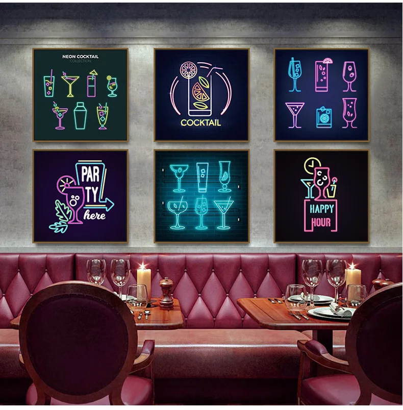 

Neon Effect Canvas Poster Printing Bar Music Restaurant Wall Art Picture for Living Room Home Decoration Mural