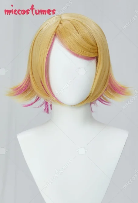 Perruque de Cosplay Rin pour femmes, Miccostumes, perruque courte rose doré, longueur d'épaule, en Stock