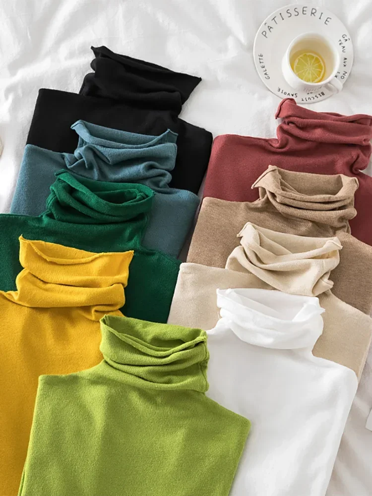 

Turtleneck Women Sweaters 2025 Autumn Winter Sweater Knitted Pullover Long Sleeve Woman Tops Soft Jumper Pull Femme