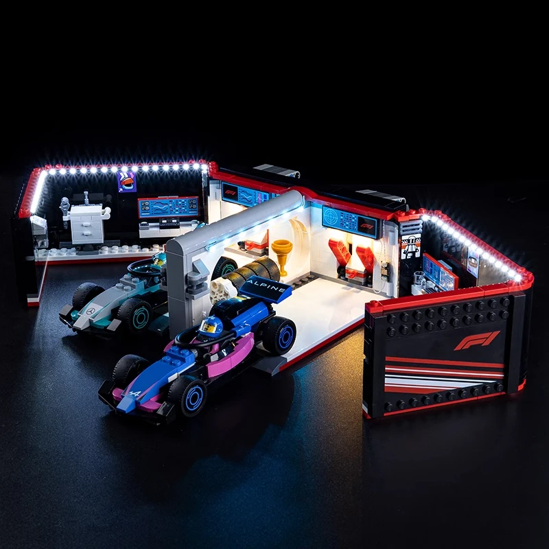 No Bricks LED Light Kit for F1 Garage & Mercedes-AMG & Alpine Cars 60444