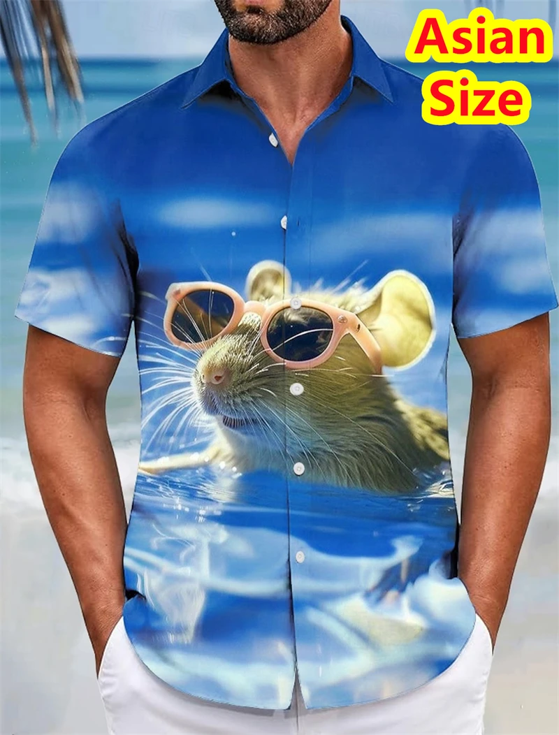 

New Animal Funny Capybara Man Shirts Summer Hawaiian Shirt Button Up Shirt Short Sleeve Summer Turndown 3D Print Collared Shirts