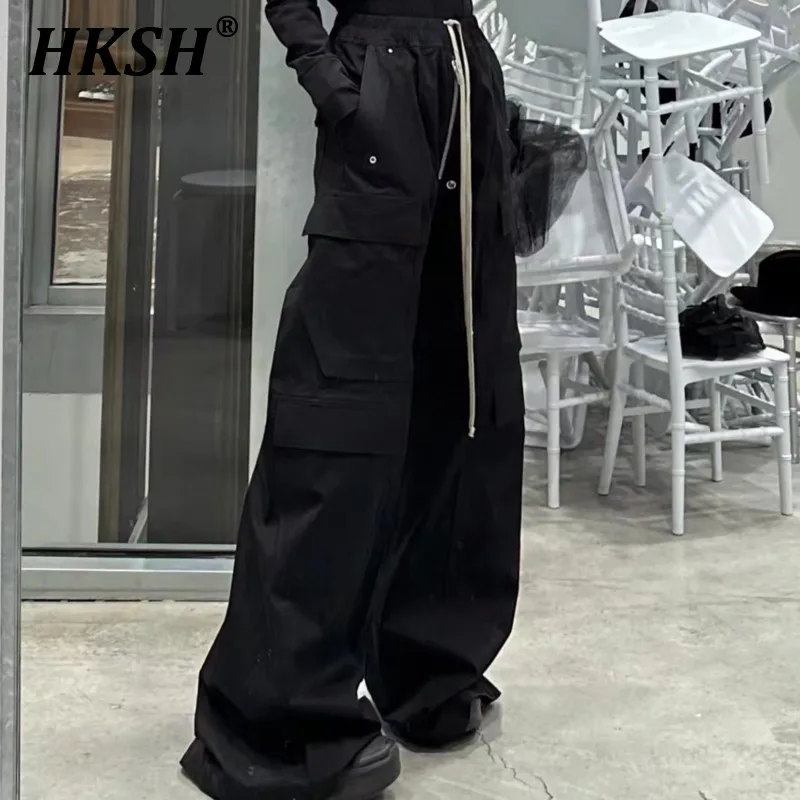 

HKSH Men's Tide Dark Punk Cargo Pants Women's Urban RO Style Wide Leg Workwear Functional Unisex Casual Overalls Trendy HK0398