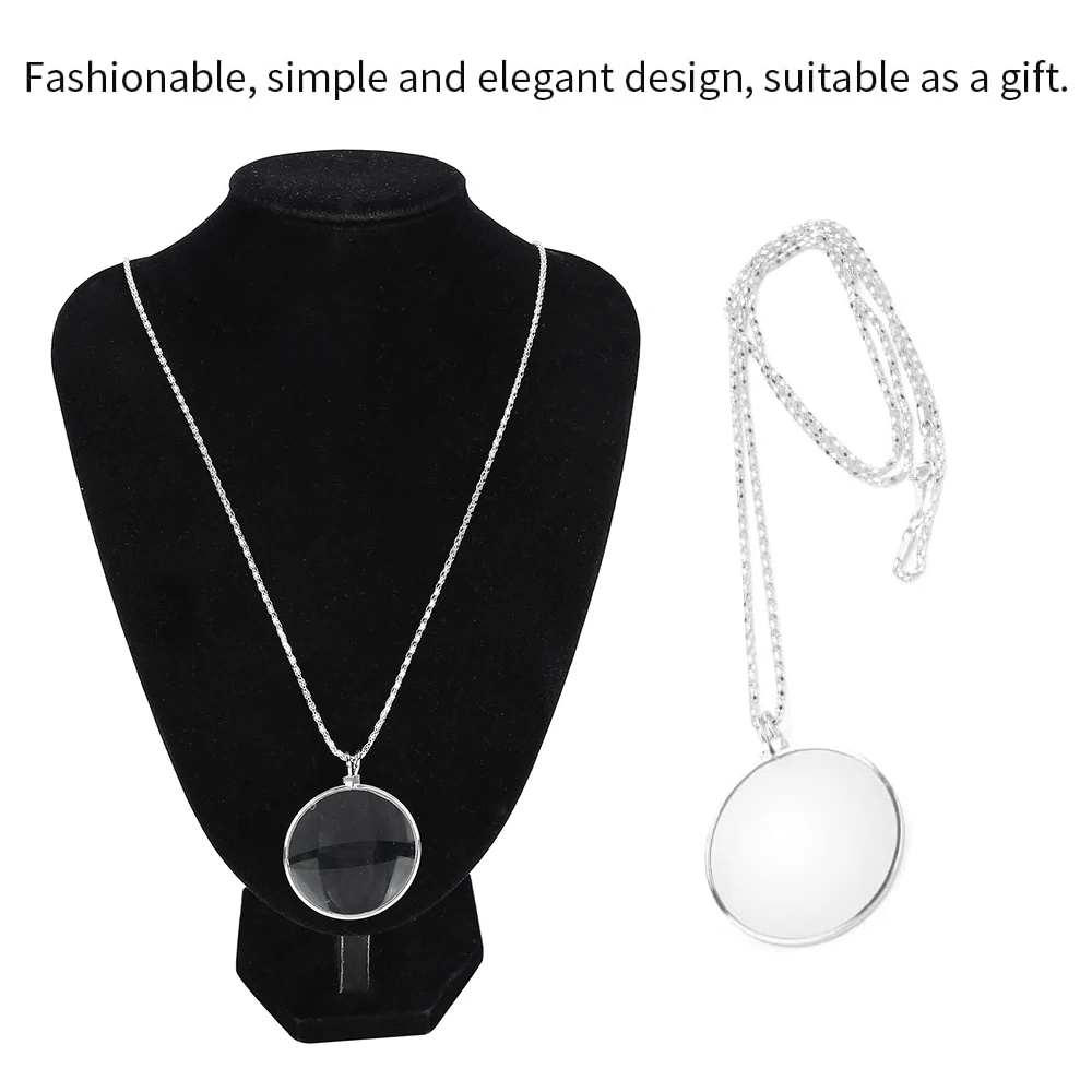 Portable Pocket Magnifying Glass Pendant Necklace 5X Magnification Alloy Material Mini Magnifiers for Gift Reading Coin Jewelry