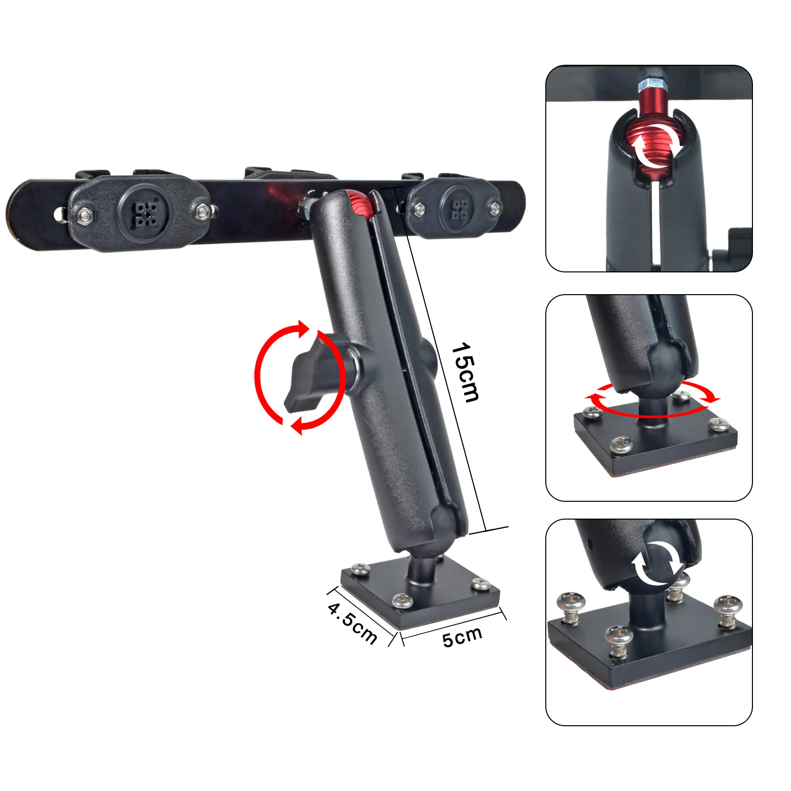 Handheld radio/CB-luidsprekermicrofoonhouder, met zelftappende schroeven Heavy Duty boorbasis voor draagbare tweewegradio en CB-luidsprekermicrofoon